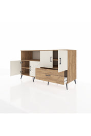 Kronos Konsol 4 Raflı Tek Çekmeceli 4 Kapaklı 176x59x99 Çam-Aytaşı/Çam