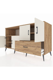 Kronos Konsol 4 Raflı Tek Çekmeceli 4 Kapaklı 176x59x99 Çam-Aytaşı/Çam