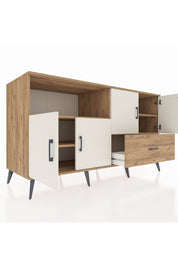 Kronos Konsol 4 Raflı Tek Çekmeceli 4 Kapaklı 176x59x99 Çam-Aytaşı/Çam