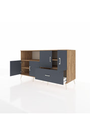 Kronos Konsol 4 Raflı Tek Çekmeceli 4 Kapaklı 176x59x99 Çam-Antrasit