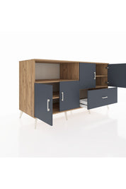 Kronos Konsol 4 Raflı Tek Çekmeceli 4 Kapaklı 176x59x99 Çam-Antrasit