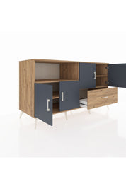 Kronos Konsol 4 Raflı Tek Çekmeceli 4 Kapaklı 176x59x99 Çam-Antrasit/Çam