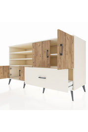 Kronos Konsol 5 Raflı Tek Çekmeceli 4 Kapaklı 176x59x99 Aytaşı-Çam/Aytaşı