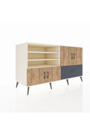 Kronos Konsol 5 Raflı Tek Çekmeceli 4 Kapaklı 176x59x99 Aytaşı-Çam/Antrasit