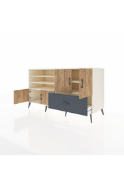 Kronos Konsol 5 Raflı Tek Çekmeceli 4 Kapaklı 176x59x99 Aytaşı-Çam/Antrasit