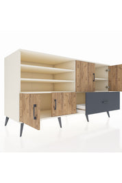 Kronos Konsol 5 Raflı Tek Çekmeceli 4 Kapaklı 176x59x99 Aytaşı-Çam/Antrasit