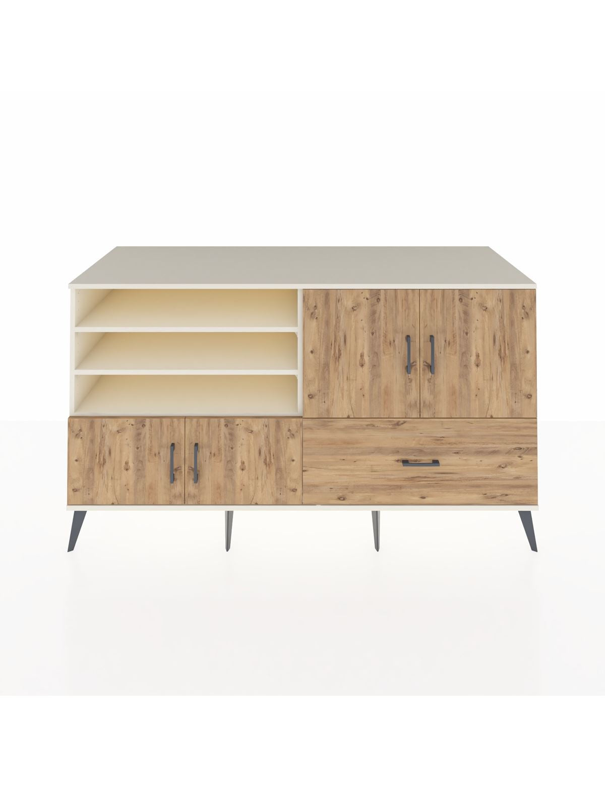 Kronos Konsol 5 Raflı Tek Çekmeceli 4 Kapaklı 176x59x99 Aytaşı-Çam