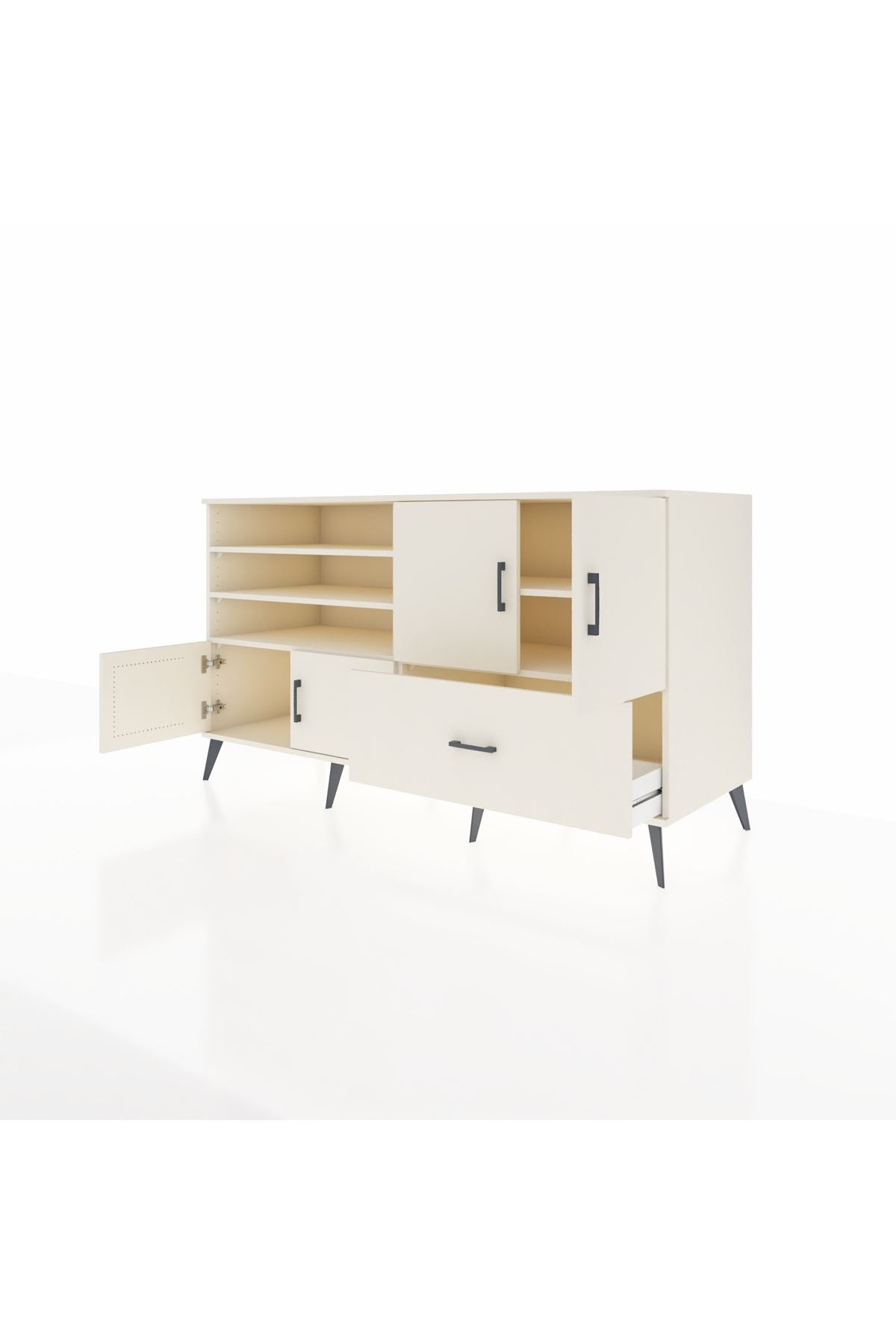 Kronos Konsol 5 Raflı Tek Çekmeceli 4 Kapaklı 176x59x99 Aytaşı-Aytaşı