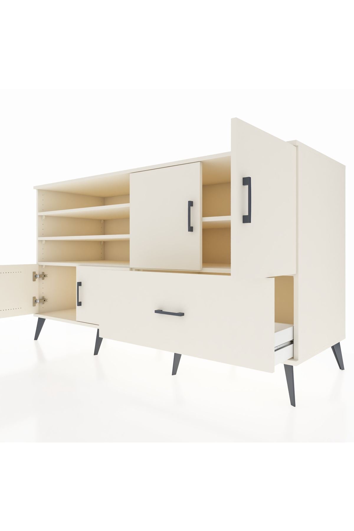 Kronos Konsol 5 Raflı Tek Çekmeceli 4 Kapaklı 176x59x99 Aytaşı-Aytaşı