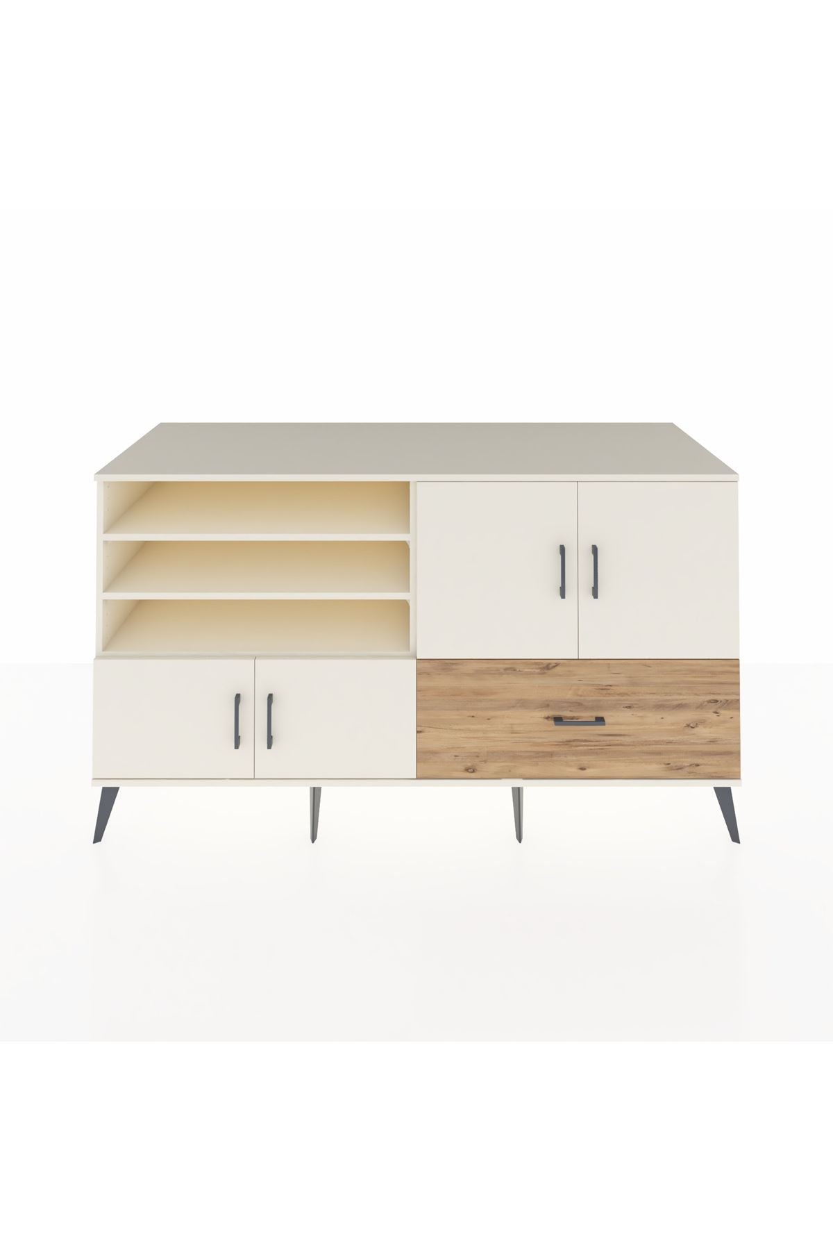 Kronos Konsol 5 Raflı Tek Çekmeceli 4 Kapaklı 176x59x99 Aytaşı-Aytaşı/Çam