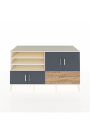 Kronos Konsol 5 Raflı Tek Çekmeceli 4 Kapaklı 176x59x99 Aytaşı-Antrasit/Çam