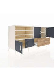 Kronos Konsol 5 Raflı Tek Çekmeceli 4 Kapaklı 176x59x99 Aytaşı-Antrasit/Çam