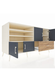 Kronos Konsol 5 Raflı Tek Çekmeceli 4 Kapaklı 176x59x99 Aytaşı-Antrasit/Çam