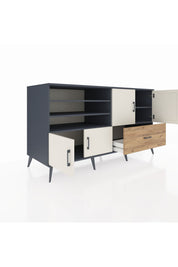 Kronos Konsol 5 Raflı Tek Çekmeceli 4 Kapaklı 176x59x99 Antrasit-Aytaşı/Çam