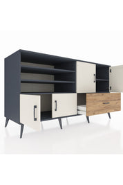 Kronos Konsol 5 Raflı Tek Çekmeceli 4 Kapaklı 176x59x99 Antrasit-Aytaşı/Çam