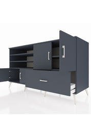 Kronos Konsol 5 Raflı Tek Çekmeceli 4 Kapaklı 176x59x99 Antrasit-Antrasit