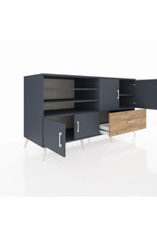 Kronos Konsol 5 Raflı Tek Çekmeceli 4 Kapaklı 176x59x99 Antrasit-Antrasit/Çam