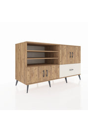 Kronos Konsol 5 Raflı Tek Çekmeceli 4 Kapaklı 176x59x99 Çam-Çam/Aytaşı