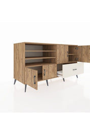 Kronos Konsol 5 Raflı Tek Çekmeceli 4 Kapaklı 176x59x99 Çam-Çam/Aytaşı