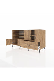 Kronos Konsol 5 Raflı Tek Çekmeceli 4 Kapaklı 176x59x99 Çam-Çam