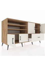 Kronos Konsol 5 Raflı Tek Çekmeceli 4 Kapaklı 176x59x99 Çam-Aytaşı