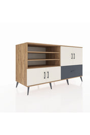 Kronos Konsol 5 Raflı Tek Çekmeceli 4 Kapaklı 176x59x99 Çam-Aytaşı/Antrasit