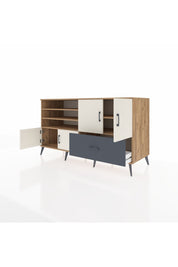 Kronos Konsol 5 Raflı Tek Çekmeceli 4 Kapaklı 176x59x99 Çam-Aytaşı/Antrasit