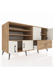 Kronos Konsol 5 Raflı Tek Çekmeceli 4 Kapaklı 176x59x99 Çam-Aytaşı/Çam