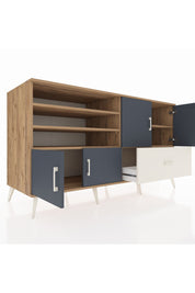 Kronos Konsol 5 Raflı Tek Çekmeceli 4 Kapaklı 176x59x99 Çam-Antrasit/Aytaşı