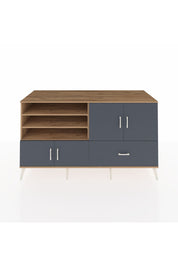 Kronos Konsol 5 Raflı Tek Çekmeceli 4 Kapaklı 176x59x99 Çam-Antrasit