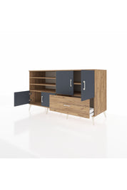 Kronos Konsol 5 Raflı Tek Çekmeceli 4 Kapaklı 176x59x99 Çam-Antrasit/Çam