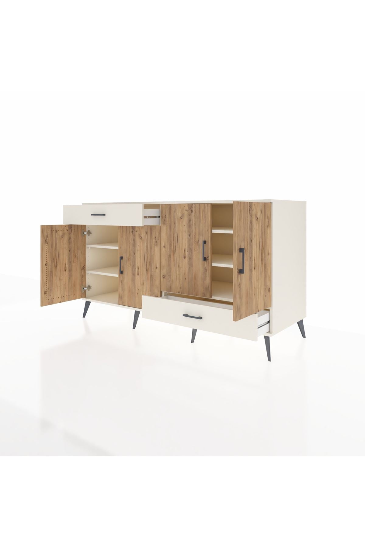 Kronos Konsol 5 Raflı 2 Çekmeceli 4 Kapaklı 176x59x99 Aytaşı-Çam/Aytaşı