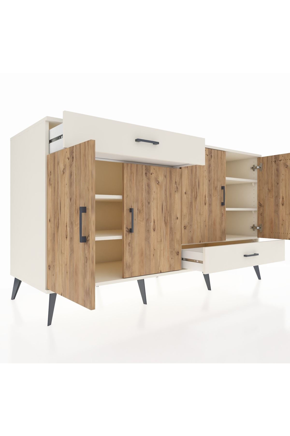 Kronos Konsol 5 Raflı 2 Çekmeceli 4 Kapaklı 176x59x99 Aytaşı-Çam/Aytaşı