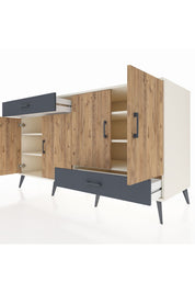 Kronos Konsol 5 Raflı 2 Çekmeceli 4 Kapaklı 176x59x99 Aytaşı-Çam/Antrasit