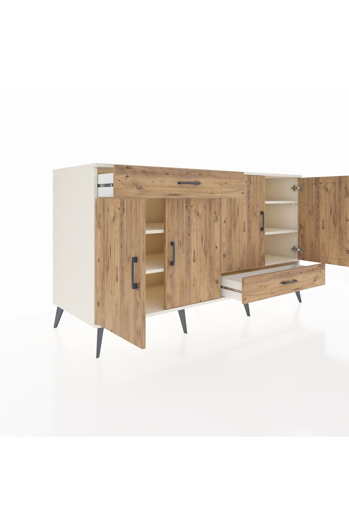 Kronos Konsol 5 Raflı 2 Çekmeceli 4 Kapaklı 176x59x99 Aytaşı-Çam