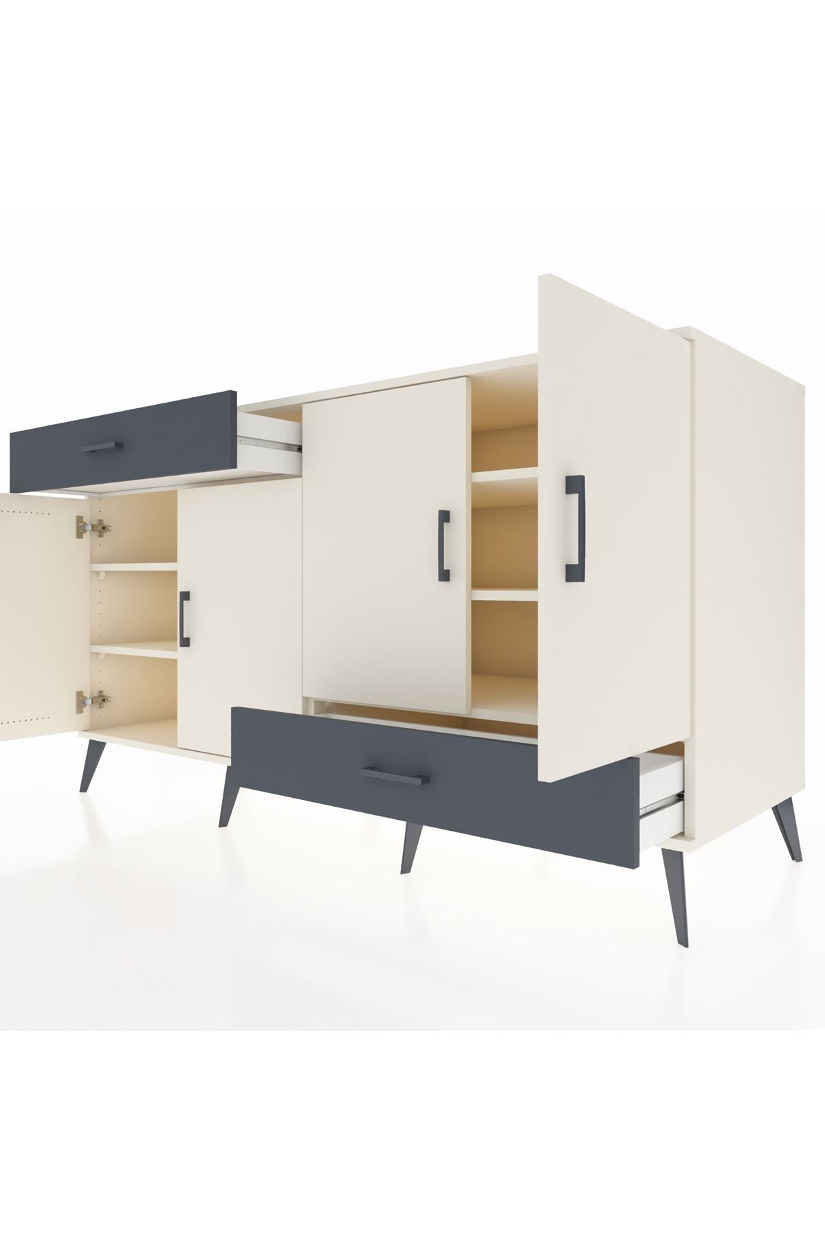 Kronos Konsol 5 Raflı 2 Çekmeceli 4 Kapaklı 176x59x99 Aytaşı-Aytaşı/Antrasit