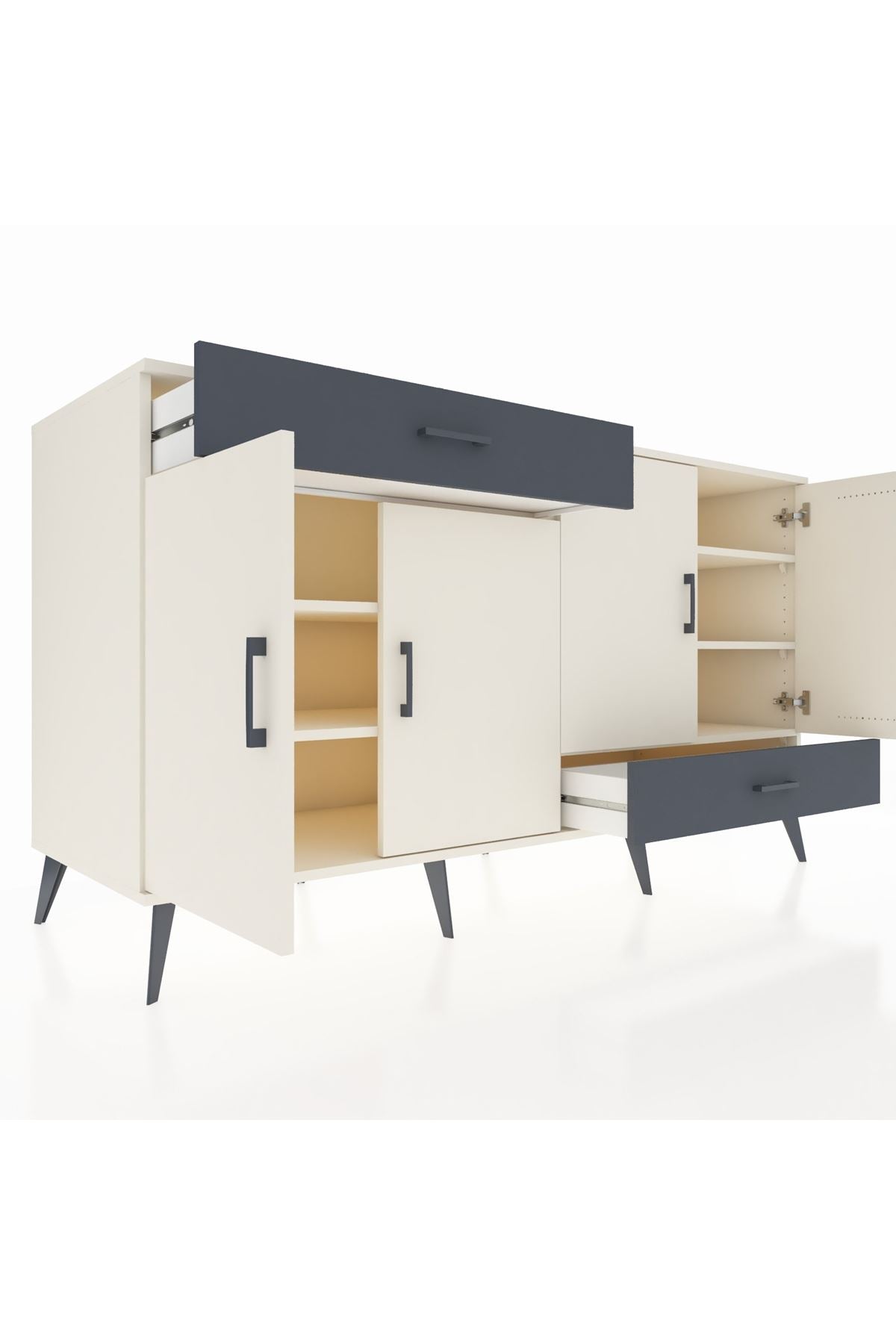 Kronos Konsol 5 Raflı 2 Çekmeceli 4 Kapaklı 176x59x99 Aytaşı-Aytaşı/Antrasit