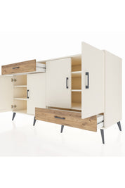 Kronos Konsol 5 Raflı 2 Çekmeceli 4 Kapaklı 176x59x99 Aytaşı-Aytaşı/Çam