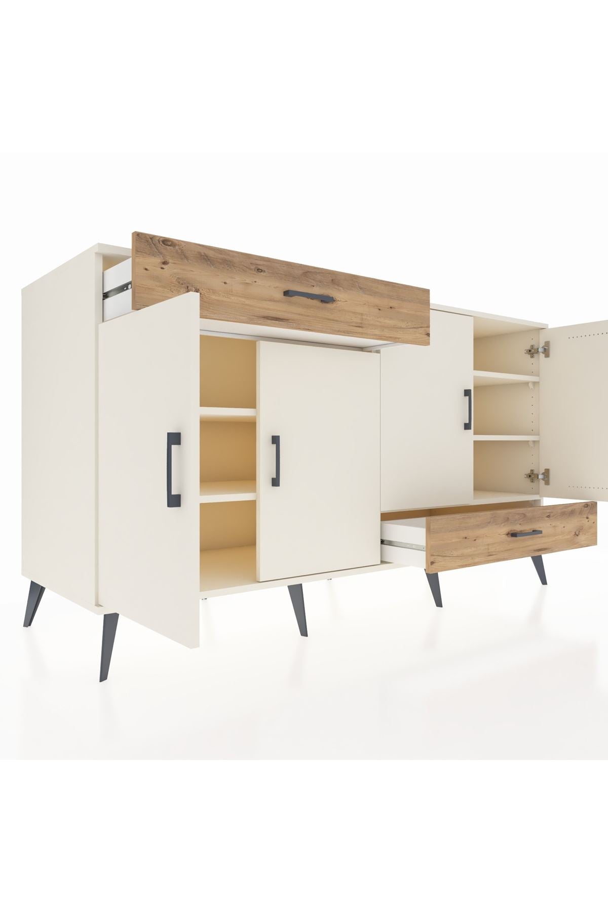 Kronos Konsol 5 Raflı 2 Çekmeceli 4 Kapaklı 176x59x99 Aytaşı-Aytaşı/Çam