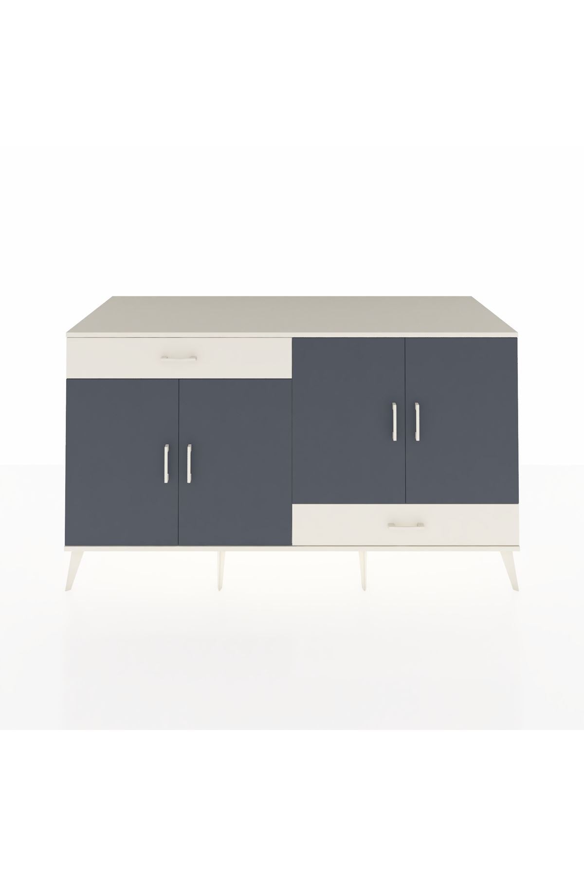 Kronos Konsol 5 Raflı 2 Çekmeceli 4 Kapaklı 176x59x99 Aytaşı-Antrasit/Aytaşı