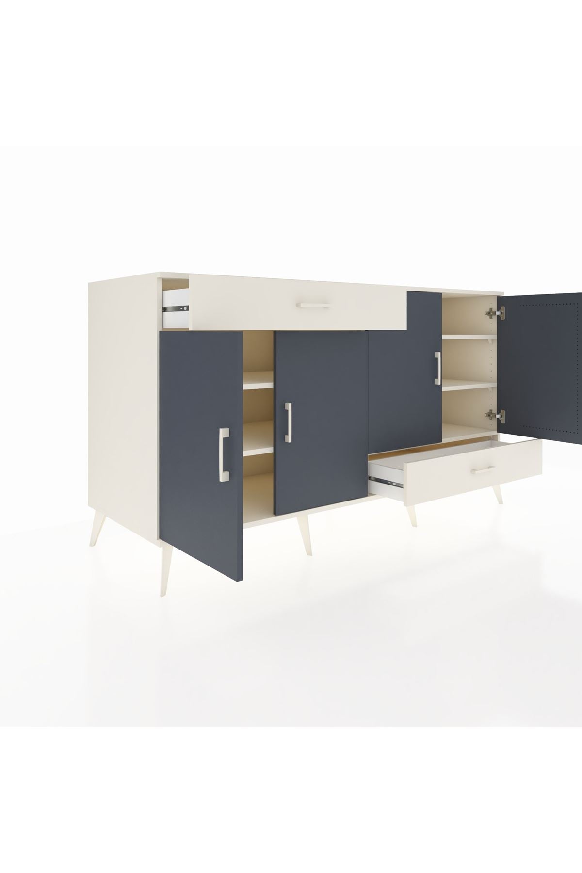 Kronos Konsol 5 Raflı 2 Çekmeceli 4 Kapaklı 176x59x99 Aytaşı-Antrasit/Aytaşı