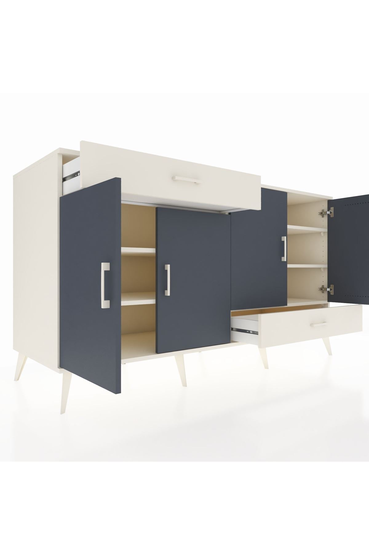 Kronos Konsol 5 Raflı 2 Çekmeceli 4 Kapaklı 176x59x99 Aytaşı-Antrasit/Aytaşı