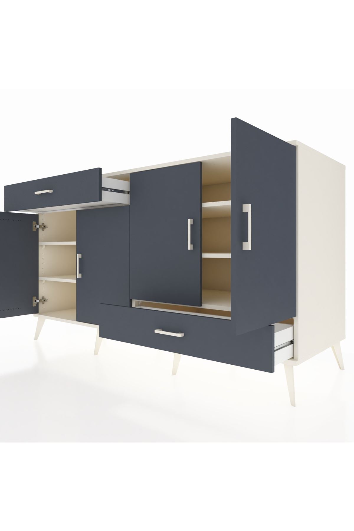 Kronos Konsol 5 Raflı 2 Çekmeceli 4 Kapaklı 176x59x99 Aytaşı-Antrasit