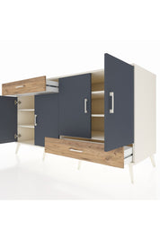 Kronos Konsol 5 Raflı 2 Çekmeceli 4 Kapaklı 176x59x99 Aytaşı-Antrasit/Çam