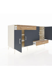 Kronos Konsol 5 Raflı 2 Çekmeceli 4 Kapaklı 176x59x99 Aytaşı-Antrasit/Çam