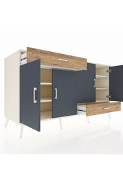 Kronos Konsol 5 Raflı 2 Çekmeceli 4 Kapaklı 176x59x99 Aytaşı-Antrasit/Çam