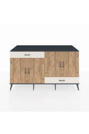 Kronos Konsol 5 Raflı 2 Çekmeceli 4 Kapaklı 176x59x99 Antrasit-Çam/Aytaşı