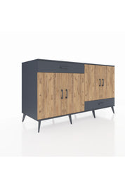 Kronos Konsol 5 Raflı 2 Çekmeceli 4 Kapaklı 176x59x99 Antrasit-Çam/Antrasit