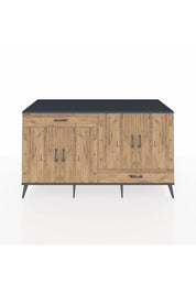 Kronos Konsol 5 Raflı 2 Çekmeceli 4 Kapaklı 176x59x99 Antrasit-Çam