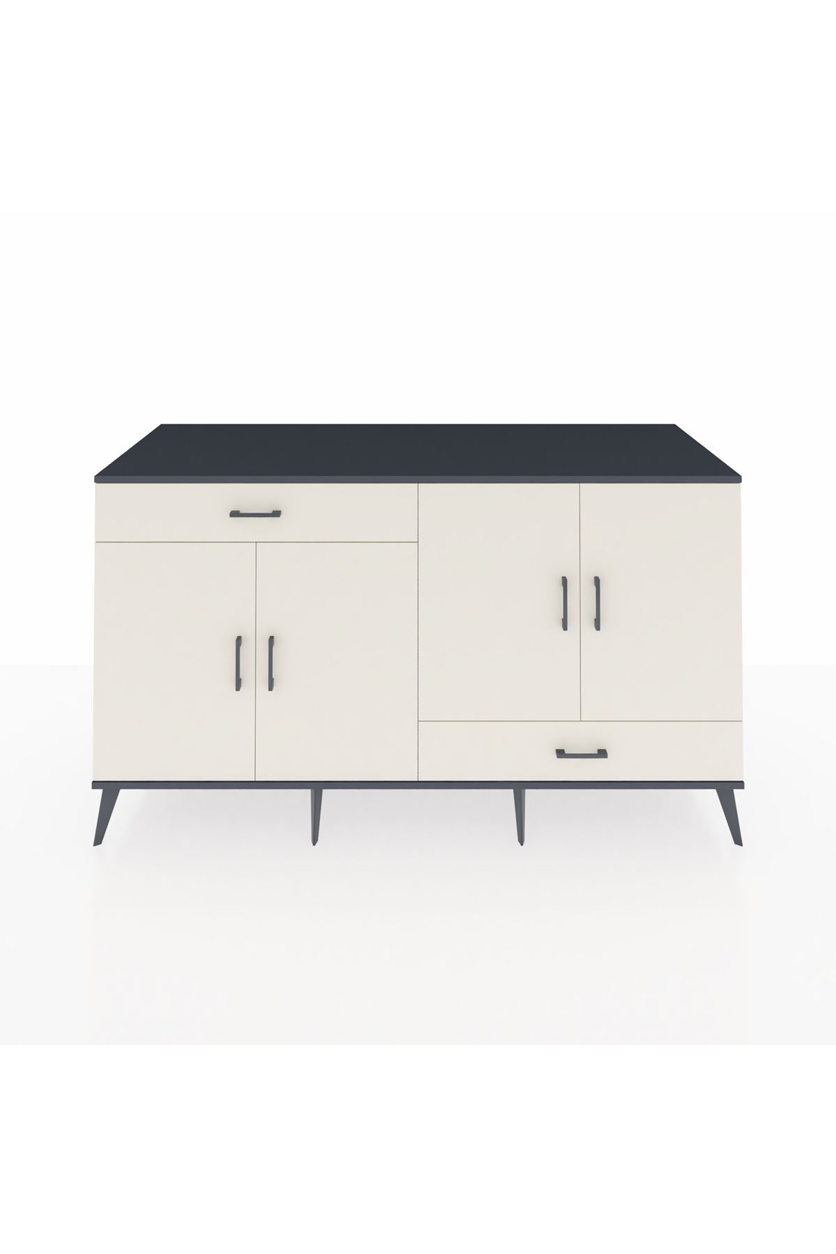 Kronos Konsol 5 Raflı 2 Çekmeceli 4 Kapaklı 176x59x99 Antrasit-Aytaşı